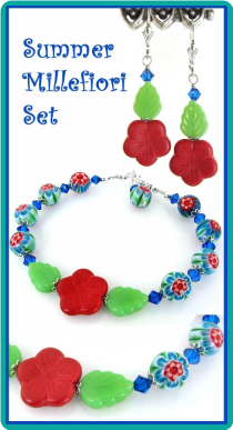 Summer Millefiori Bracelet & Earring Set