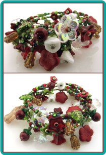 Floral Christmas Wrap-Around Charm Bracelet