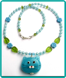 Blue Cat Girl's Necklace