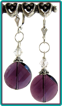 Purple Crystal Wafers Earrings