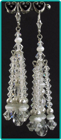 Clear Crystal and Pearl Cascading Earrings