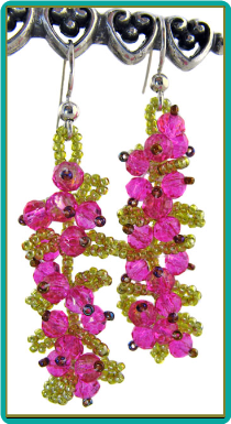 Hot Pink Bougainvillea Vine Earrings