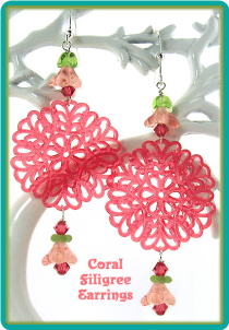 Coral Filigree Earrings
