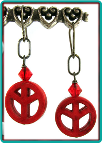 Red Peace Sign Earrings
