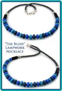 "The Blues" Men's or Women's Handmade Lampwork Bead Necklace