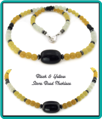 Black & Yellow Men's Stone Bead Necklace