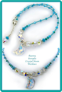 Aurora Borealis Crystal Moon Necklace