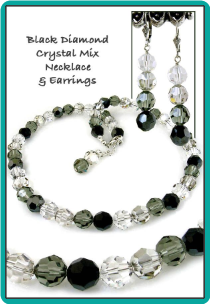 Black Diamond Crystal Mix Necklace & Earrings