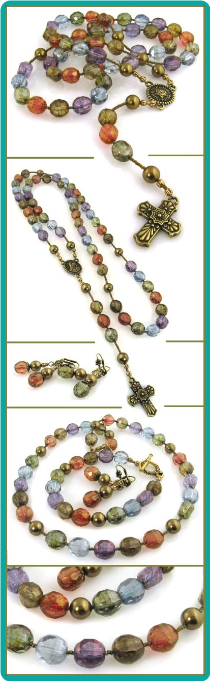 Multicolor Vintage Style Rosary Necklace Set
