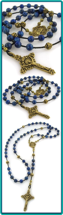 Blue Lapis and Antique Gold Rosary