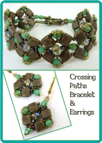 "Crossing Paths" Brown Tile and Turquoise Earrings