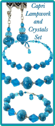 Capri Lampwork and Crystals Necklace Set