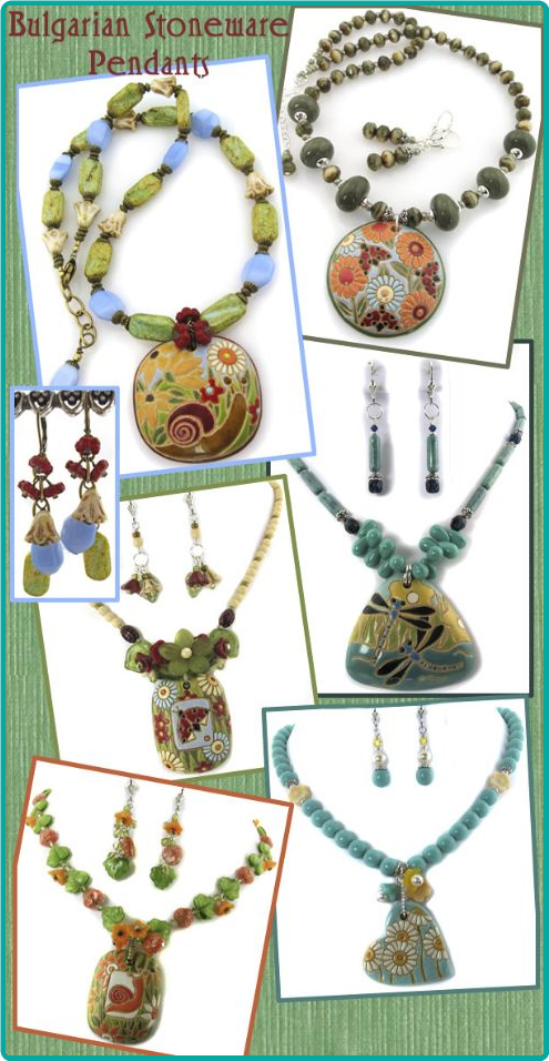 Detailed hand-painted pendants from Bulgaria are featured in these custom necklace designs.