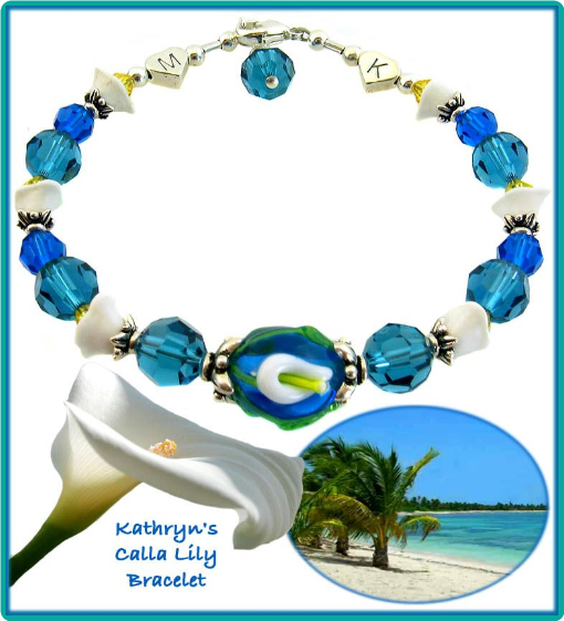 Mexican tropical waters and calla lily bracelet