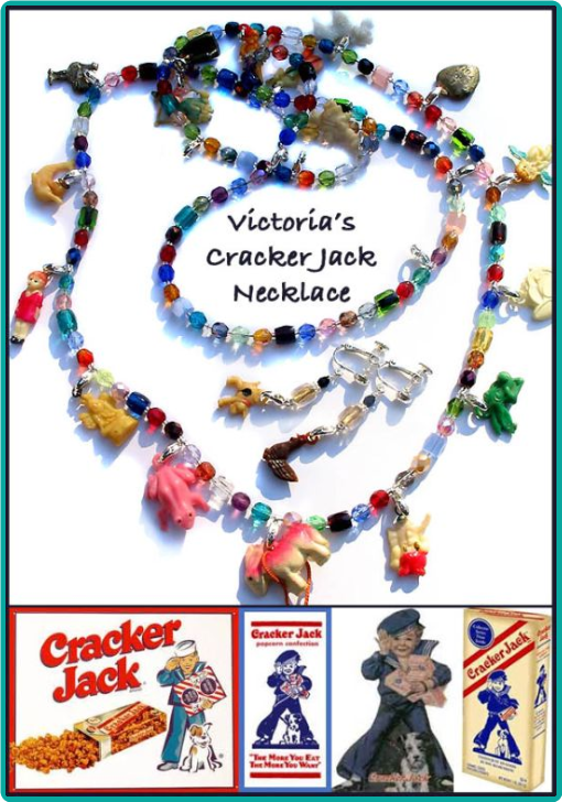 Colorful Vintage Cracker Jack Necklace, Custom Designed