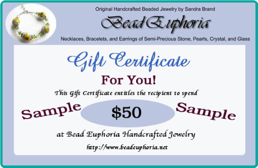 Buy a Bead Euphoria Gift Certificate in the Amount of Your Choice