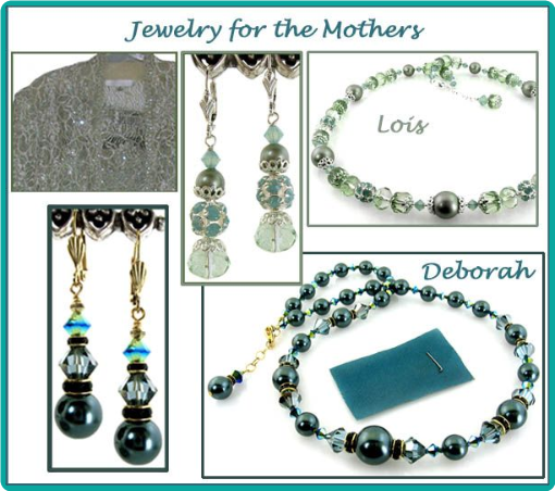 Carefully chosen beads were used to perfectly match the mother of the brides' sage green and teal dresses