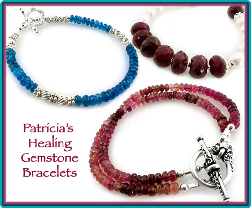 Healing gemstone bracelets of tourmaline, rubies, and apatite