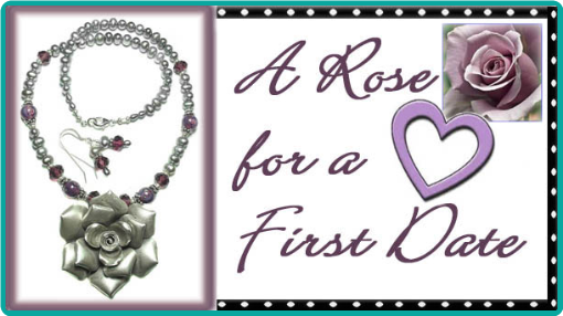 A sterling silver rose and pearl necklace as a gift on a first date.