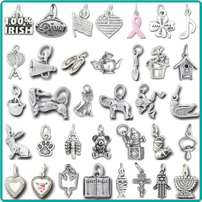 A huge assortment of Sterling Silver Charms is available for Custom Jewelry or Bracelets