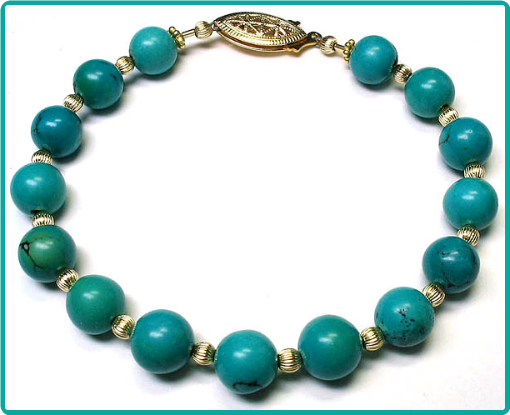 Custom order turquoise gemstone and gold bead bracelet