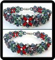 Blue, Green, and Red Cross Hatch Crystal Bracelet