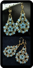 Frosty Blue and Champagne Gold Medallion Earrings
