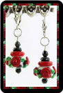 Red Roses Dalmatian Earrings
