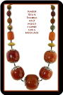 Amber Resin Barrels and Mixed Stones Long Necklace