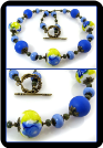 Cobalt Blue and Yellow Floral Lampwork Necklace