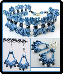 Blue Waves Hand Beaded Bracelet and Earrings