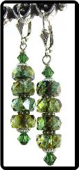 Sage Picasso Crystal Rondelle Stack Earrings
