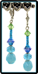Aqua and Blue Crystal Drops Earrings