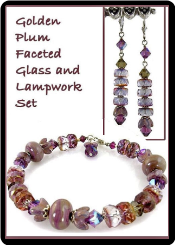 Golden Plum Faceted Glass and Lampwork Set
