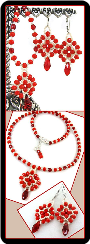Red and Ivory Medallion Necklace and Earrings