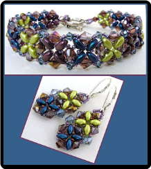 Purple, Green and Blue Criss Cross Crystal Bracelet