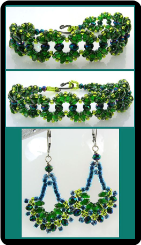 Emerald Waves Handmade Bracelet and Earrings