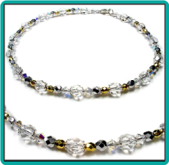 Gold, Silver and Crystal Anklet