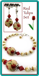 Red Tulips Bracelet and Earrings