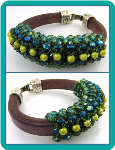 Lime and Capri Jeweled Leather Bracelet