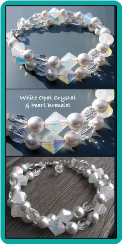 White Opal Crystal & Pearl Double-Strand Bracelet
