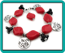 Fire-Engine Red and Black Jangly Charm Bracelet