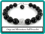Onyx and Rhinestone Ball Bracelet