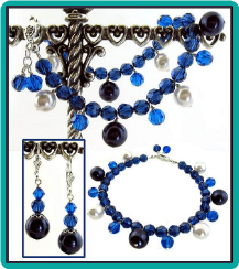 Midnight Blue and Capri Crystal Charm Bracelet