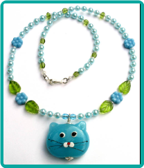 Blue Cat Girl's Necklace