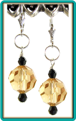 Crystal Ball Earrings:  Champagne with Jet