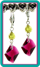 Cosmic Ruby and Lime Unique Crystal Earrings