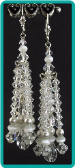 Clear Crystal and Pearl Cascading Earrings
