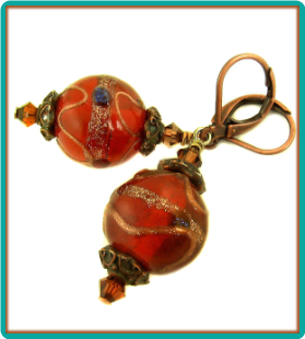 Amber and Copper Globe Earrings