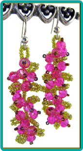 Hot Pink Bougainvillea Vine Earrings